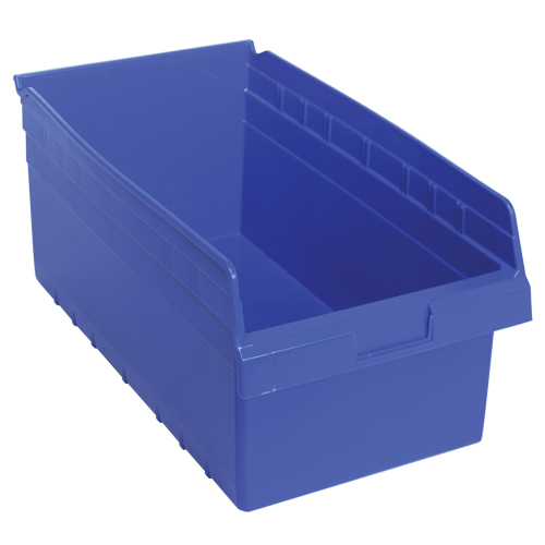 Store-Max Shelf Bins, 11-1/8" W x 8" H x 17-7/8" D, Blue, 56 lbs. Capacity Industrial Sales