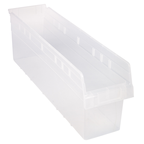 Store-Max Shelf Bins, 6-5/8" W x 8" H x 23-5/8" D, Clear, 68 lbs. Capacity Industrial Sales
