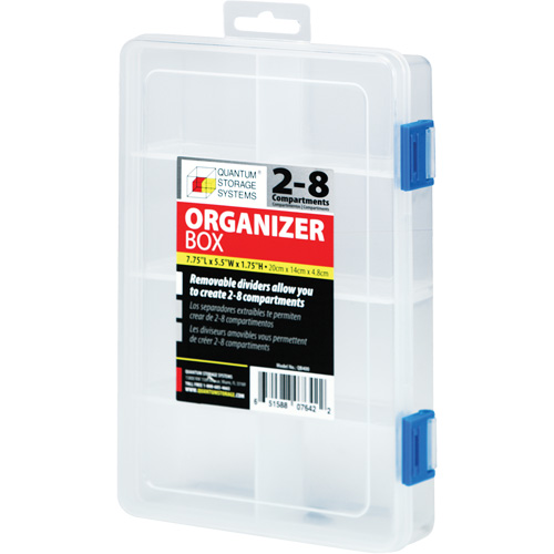 Plastic Compartment Box, 5.5" W x 7.75" D x 1.75" H, 8 Compartments Industrial Sales