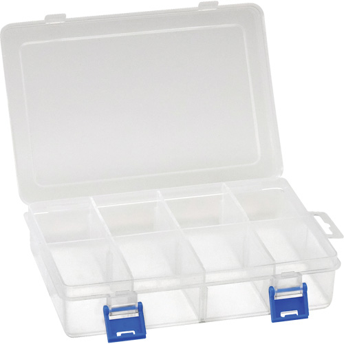 Plastic Compartment Box, 5.5" W x 7.75" D x 1.75" H, 8 Compartments Industrial Sales
