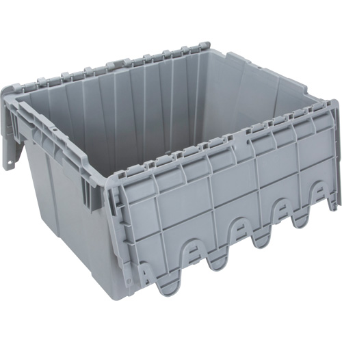 Flip Top Plastic Distribution Container, 21.65" x 15.5" x 12.5", Grey Industrial Sales