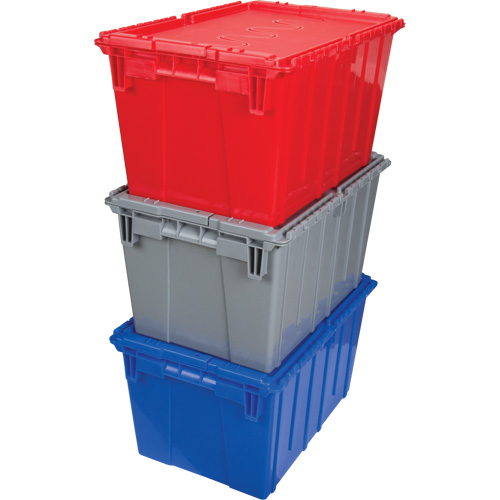 Flip Top Plastic Distribution Container, 21.65" x 15.5" x 12.5", Grey Industrial Sales