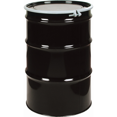 Barils en acier, 55 gal. US (45 gal. imp.), Non doubl&eacute;, Noir, Dessus ouvert, 1A2/Y1.4/140, Calibre 20 Industrial Sales