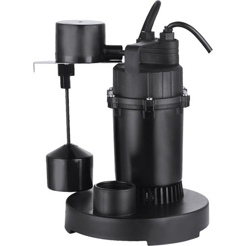 Thermoplastic Submersible Sump Pump, 2560 GPH, 115 V, 4.6 A, 1/3 HP Industrial Sales