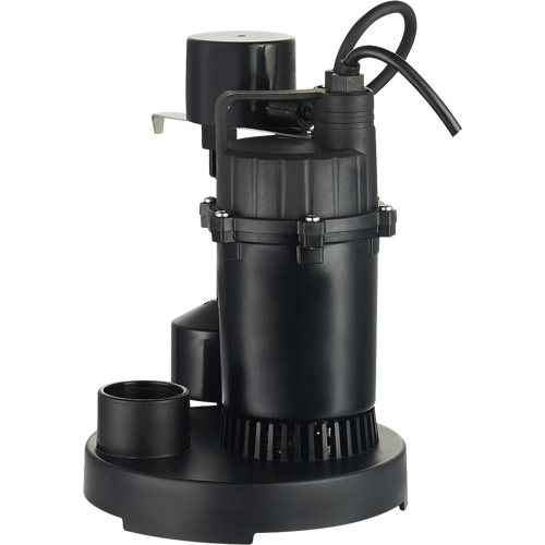 Thermoplastic Submersible Sump Pump, 2560 GPH, 115 V, 4.6 A, 1/3 HP Industrial Sales