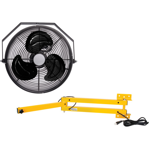 Trousse de ventilateur pour poste de travail industriel avec bras double verrouillable, Industriel, 3 vitesses, Diam&egrave;tre de 12" Industrial Sales