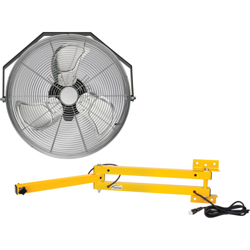 Trousse de ventilateur pour poste de travail industriel avec bras double verrouillable, Industriel, 3 vitesses, Diam&egrave;tre de 18" Industrial Sales
