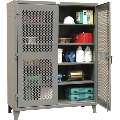 Heavy-Duty Ventilated Storage Cabinets, 4 Shelves, 72" H x 36" W x 24" D, Steel, Grey Industrial Sales