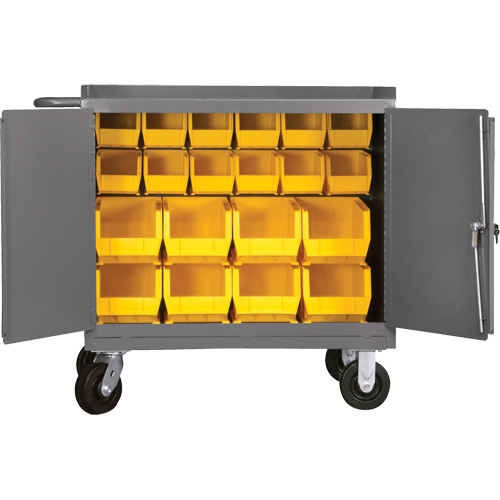 Mobile Workbench Cabinet with Bins, Steel Surface Industrial Sales