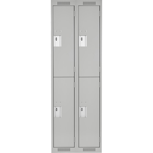 Clean Line Lockers, 2 -tier, Bank of 2, 24" x 18" x 72", Steel, Grey, Rivet (Assembled) Industrial Sales