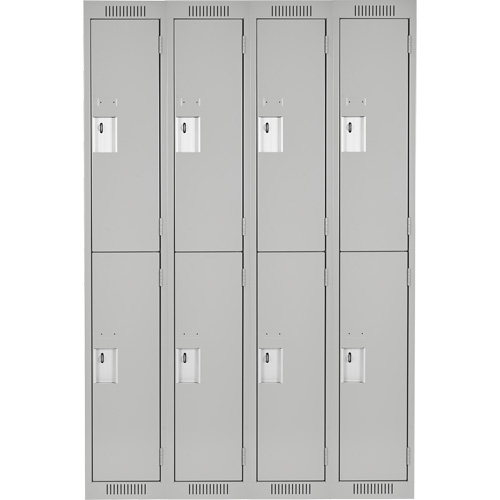 Clean Line Lockers, 2 -tier, Bank of 4, 48" x 18" x 72", Steel, Grey, Rivet (Assembled) Industrial Sales