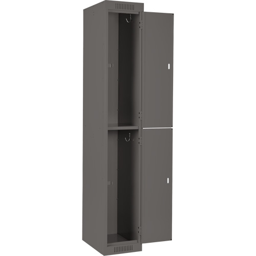 Clean Line Lockers, 2 -tier, Bank of 3, 36" x 18" x 72", Steel, Charcoal, Rivet (Assembled) Industrial Sales