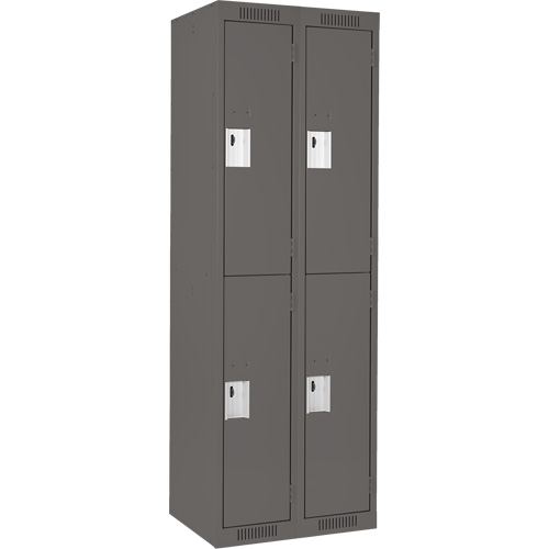 Clean Line Lockers, 2 -tier, Bank of 2, 24" x 18" x 72", Steel, Charcoal, Rivet (Assembled) Industrial Sales