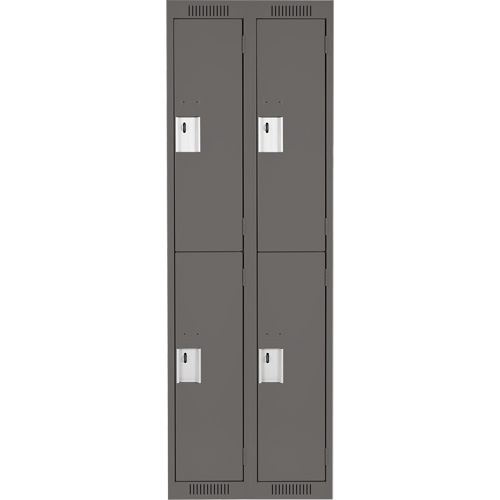 Clean Line Lockers, 2 -tier, Bank of 2, 24" x 18" x 72", Steel, Charcoal, Rivet (Assembled) Industrial Sales