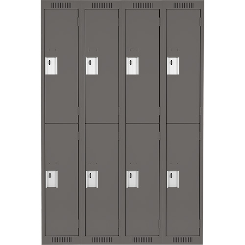 Clean Line Lockers, 2 -tier, Bank of 4, 48" x 18" x 72", Steel, Charcoal, Rivet (Assembled) Industrial Sales