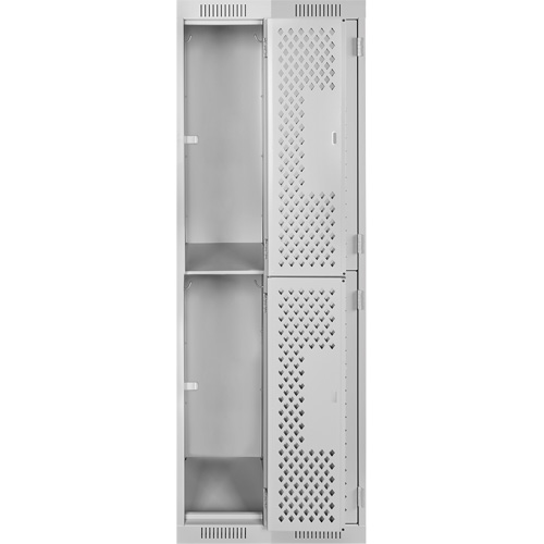 Casiers Clean Line, 2 niveaux, Bloc de 2, 24" x 15" x 72", Acier, Gris, Rivet (assembl&eacute;), Perfor&eacute; Industrial Sales