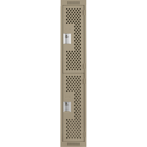 Casiers Clean Line, 2 niveaux, 12" x 15" x 72", Acier, Beige, Rivet (assembl&eacute;), Perfor&eacute; Industrial Sales