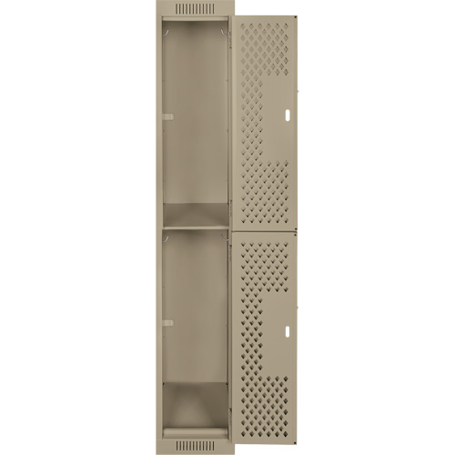 Casiers Clean Line, 2 niveaux, 12" x 15" x 72", Acier, Beige, Rivet (assembl&eacute;), Perfor&eacute; Industrial Sales