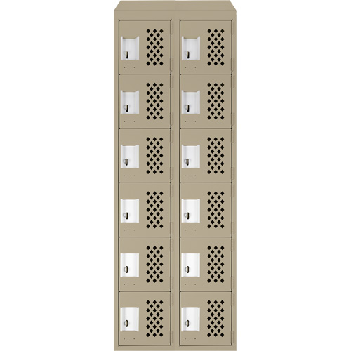 Assembled Lockerettes Clean Line Perforated Economy Lockers, 6 -tier, Bank of 2, 18" x 72" x 12", Steel Industrial Sales