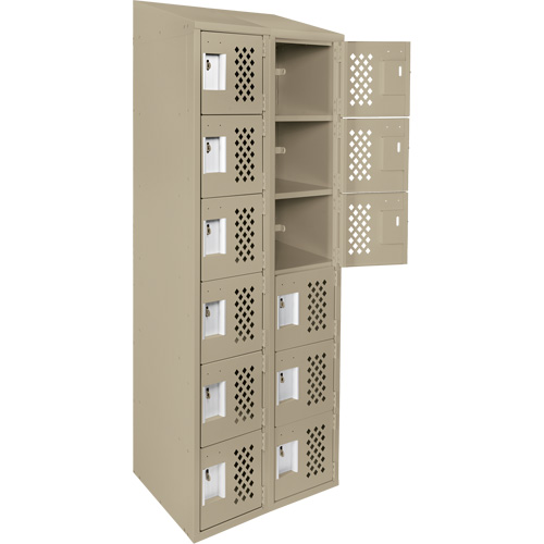 Assembled Lockerettes Clean Line Perforated Economy Lockers, 6 -tier, Bank of 2, 18" x 72" x 12", Steel Industrial Sales