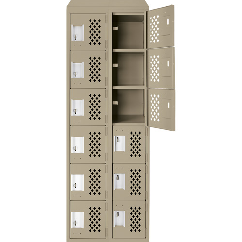 Assembled Lockerettes Clean Line Perforated Economy Lockers, 6 -tier, Bank of 2, 18" x 72" x 12", Steel Industrial Sales