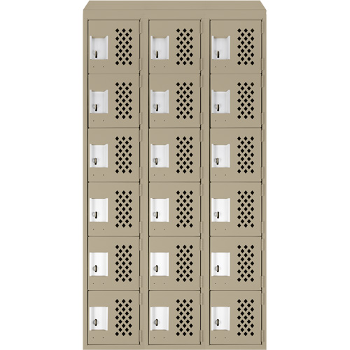 Petits casiers &eacute;conomiques assembl&eacute;s et perfor&eacute;s Clean Line, 6 niveaux, Bloc de 3, 18" x 72" x 12", Acier Industrial Sales