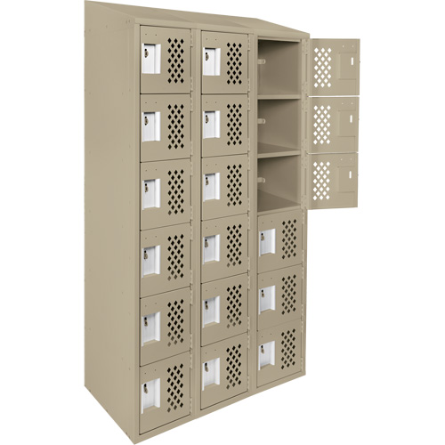 Petits casiers &eacute;conomiques assembl&eacute;s et perfor&eacute;s Clean Line, 6 niveaux, Bloc de 3, 18" x 72" x 12", Acier Industrial Sales