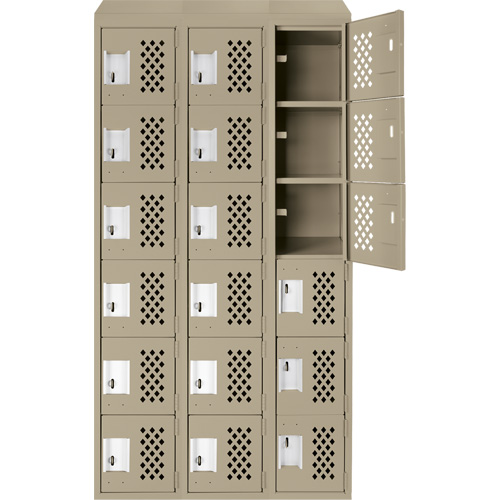 Petits casiers &eacute;conomiques assembl&eacute;s et perfor&eacute;s Clean Line, 6 niveaux, Bloc de 3, 18" x 72" x 12", Acier Industrial Sales