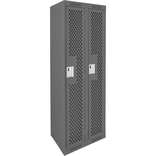 Clean Line Lockers, Bank of 2, 24" x 15" x 72", Steel, Charcoal, Rivet (Assembled), Perforated Industrial Sales