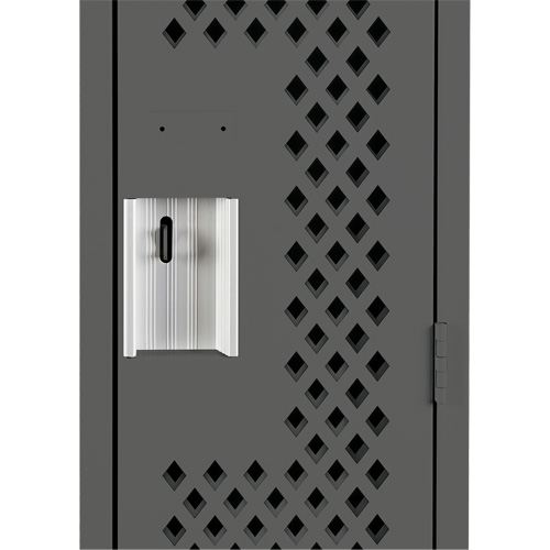 Clean Line Lockers, Bank of 3, 36" x 15" x 72", Steel, Charcoal, Rivet (Assembled), Perforated Industrial Sales