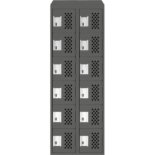 Assembled Lockerettes Clean Line Perforated Economy Lockers, 6 -tier, Bank of 2, 18" x 72" x 12", Steel Industrial Sales