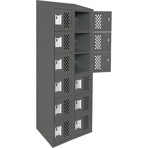 Assembled Lockerettes Clean Line Perforated Economy Lockers, 6 -tier, Bank of 2, 18" x 72" x 12", Steel Industrial Sales