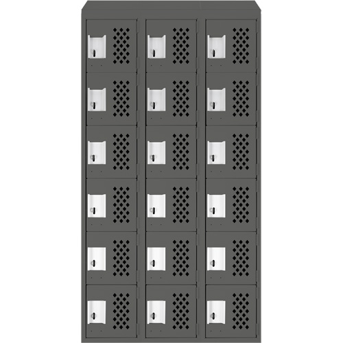 Assembled Lockerettes Clean Line Perforated Economy Lockers, 6 -tier, Bank of 3, 18" x 72" x 12", Steel Industrial Sales