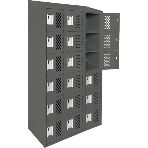 Assembled Lockerettes Clean Line Perforated Economy Lockers, 6 -tier, Bank of 3, 18" x 72" x 12", Steel Industrial Sales