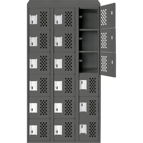 Assembled Lockerettes Clean Line Perforated Economy Lockers, 6 -tier, Bank of 3, 18" x 72" x 12", Steel Industrial Sales