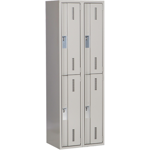 Concorde Heavy-Duty Lockers, 2 -tier, Bank of 2, 24" x 18" x 72", Steel, Grey, Welded (Assembled) Industrial Sales