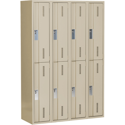 Concorde Heavy-Duty Lockers, 2 -tier, Bank of 4, 48" x 18" x 72", Steel, Beige, Welded (Assembled) Industrial Sales