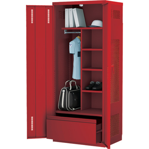 Deluxe Gear Locker, Steel, 36" W x 24" D x 72" H, Red Industrial Sales
