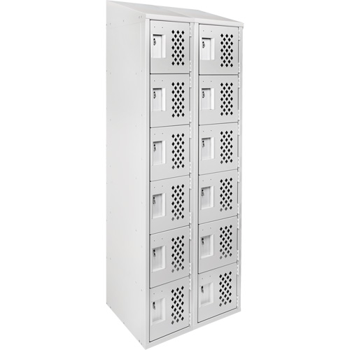Assembled Lockerettes Clean Line Perforated Economy Lockers, 6 -tier, Bank of 2, 18" x 72" x 12", Steel Industrial Sales