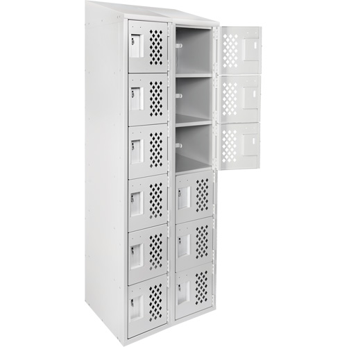 Assembled Lockerettes Clean Line Perforated Economy Lockers, 6 -tier, Bank of 2, 18" x 72" x 12", Steel Industrial Sales