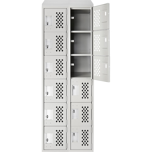 Assembled Lockerettes Clean Line Perforated Economy Lockers, 6 -tier, Bank of 2, 18" x 72" x 12", Steel Industrial Sales