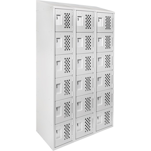 Assembled Lockerettes Clean Line Perforated Economy Lockers, 6 -tier, Bank of 3, 18" x 72" x 12", Steel Industrial Sales