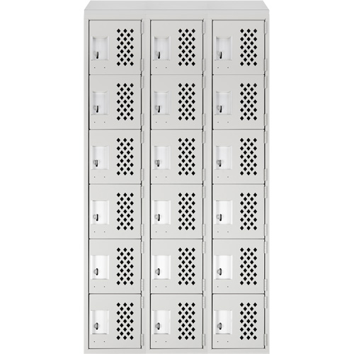 Assembled Lockerettes Clean Line Perforated Economy Lockers, 6 -tier, Bank of 3, 18" x 72" x 12", Steel Industrial Sales