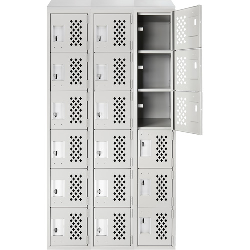 Assembled Lockerettes Clean Line Perforated Economy Lockers, 6 -tier, Bank of 3, 18" x 72" x 12", Steel Industrial Sales