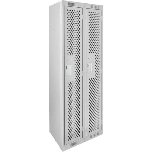 Casiers Clean Line, 2 niveaux, 12" x 15" x 72", Acier, Gris, Rivet (assembl&eacute;), Perfor&eacute; Industrial Sales