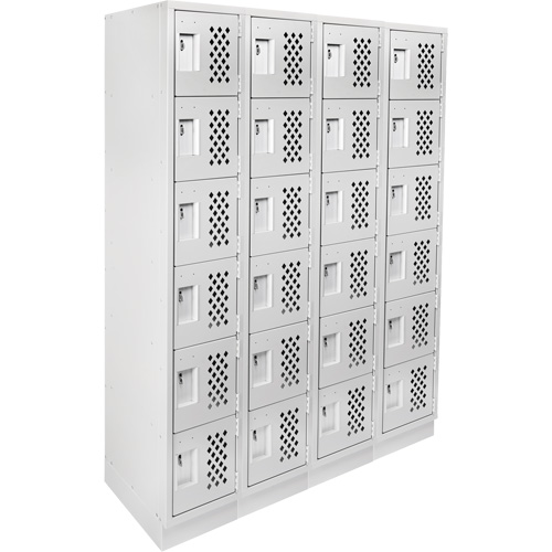 Assembled Clean Line Perforated Economy Lockers, 6 -tier, Bank of 4, 18" x 72" x 12", Steel Industrial Sales