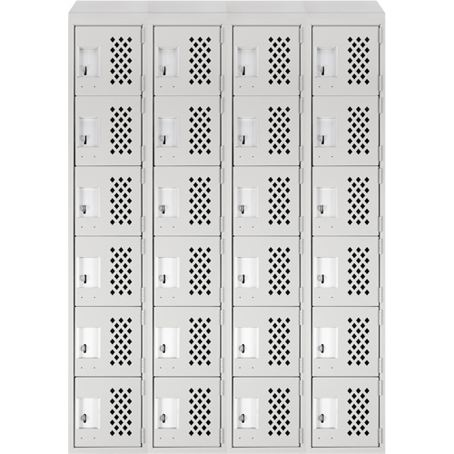 Assembled Clean Line Perforated Economy Lockers, 6 -tier, Bank of 4, 18" x 72" x 12", Steel Industrial Sales