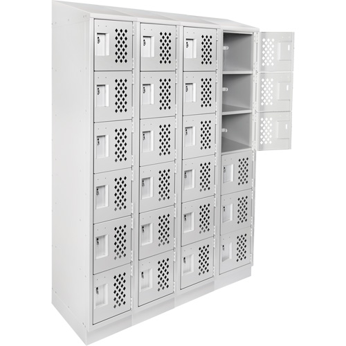 Assembled Clean Line Perforated Economy Lockers, 6 -tier, Bank of 4, 18" x 72" x 12", Steel Industrial Sales