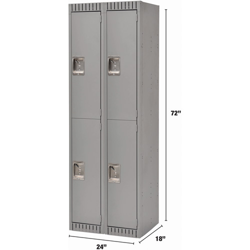 Casiers, 2 niveaux, Bloc de 2, 24" x 18" x 72", Acier, Gris, Rivet (assembl&eacute;) Industrial Sales