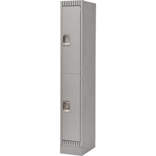 Assembled Lockers, 2 -tier, 12" x 18" x 72", Steel, Grey, Rivet (Assembled) Industrial Sales